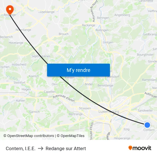 Contern, I.E.E. to Redange sur Attert map