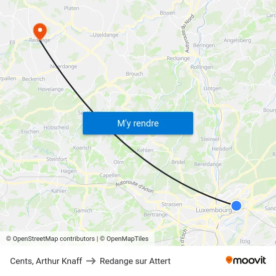Cents, Arthur Knaff to Redange sur Attert map