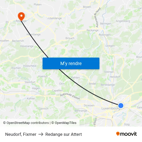 Neudorf, Fixmer to Redange sur Attert map