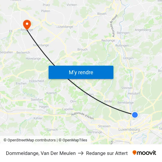 Dommeldange, Van Der Meulen to Redange sur Attert map