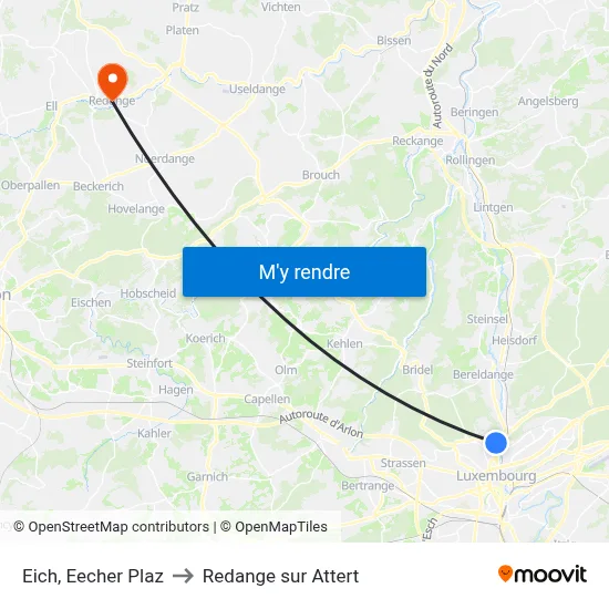 Eich, Eecher Plaz to Redange sur Attert map