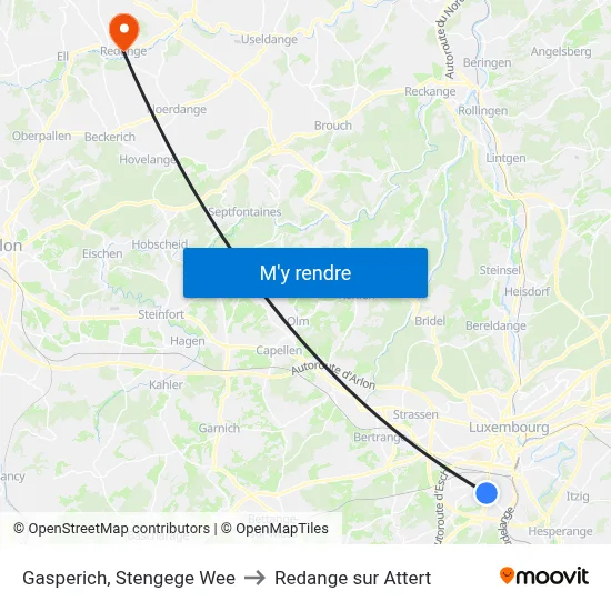 Gasperich, Stengege Wee to Redange sur Attert map
