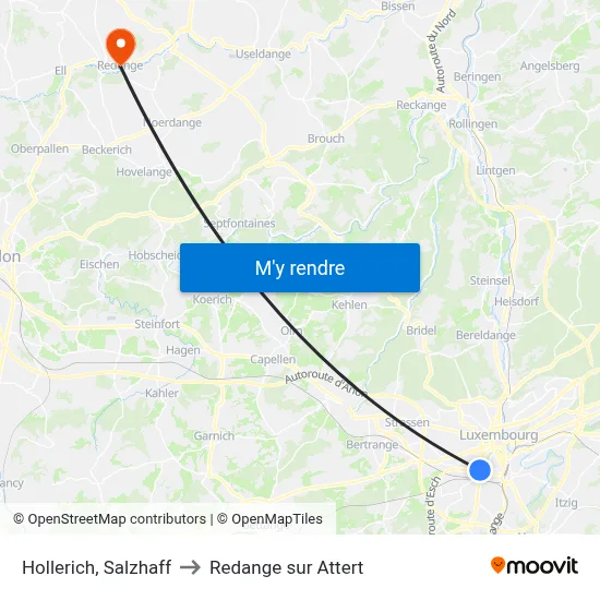 Hollerich, Salzhaff to Redange sur Attert map