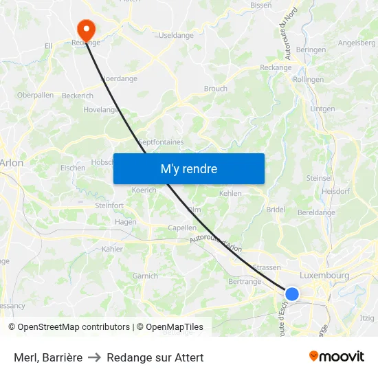 Merl, Barrière to Redange sur Attert map
