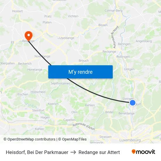 Heisdorf, Bei Der Parkmauer to Redange sur Attert map