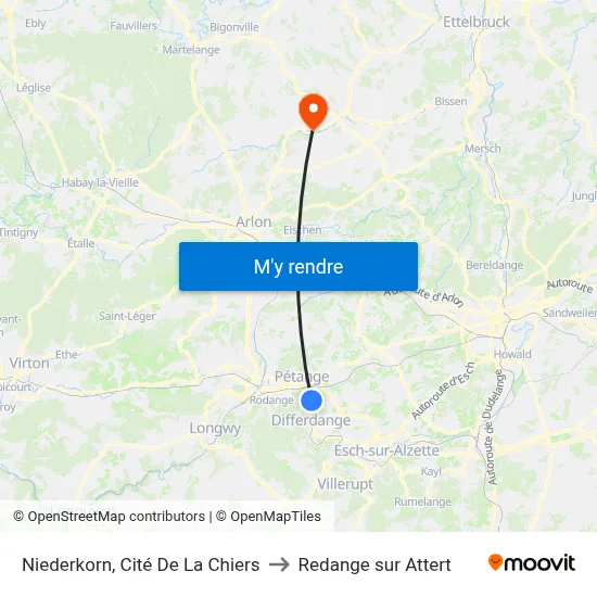 Niederkorn, Cité De La Chiers to Redange sur Attert map