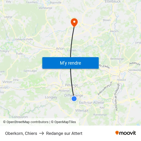 Oberkorn, Chiers to Redange sur Attert map