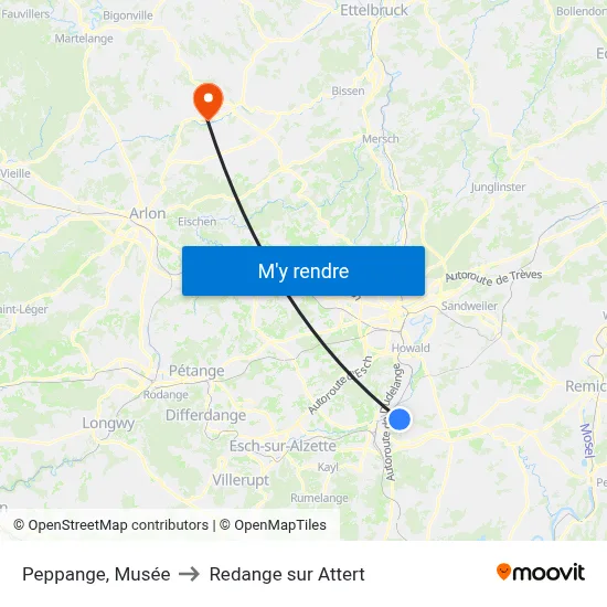 Peppange, Musée to Redange sur Attert map