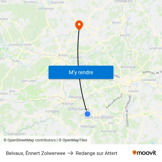 Belvaux, Ënnert Zolwerwee to Redange sur Attert map