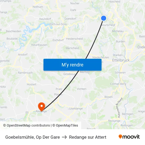 Goebelsmühle, Op Der Gare to Redange sur Attert map