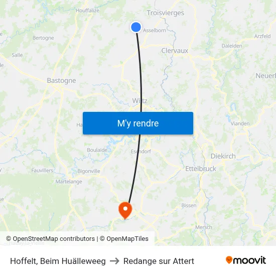 Hoffelt, Beim Huälleweeg to Redange sur Attert map