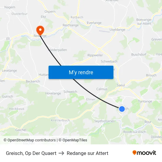 Greisch, Op Der Quaert to Redange sur Attert map