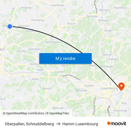 Oberpallen, Schnuddelbierg to Hamm Luxembourg map