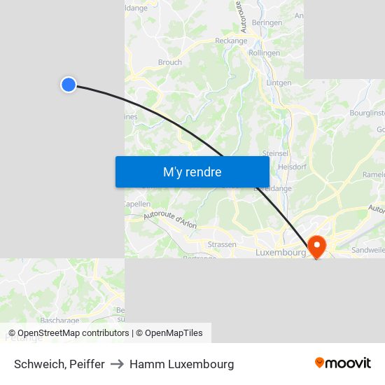Schweich, Peiffer to Hamm Luxembourg map