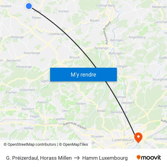 G. Préizerdaul, Horass Millen to Hamm Luxembourg map