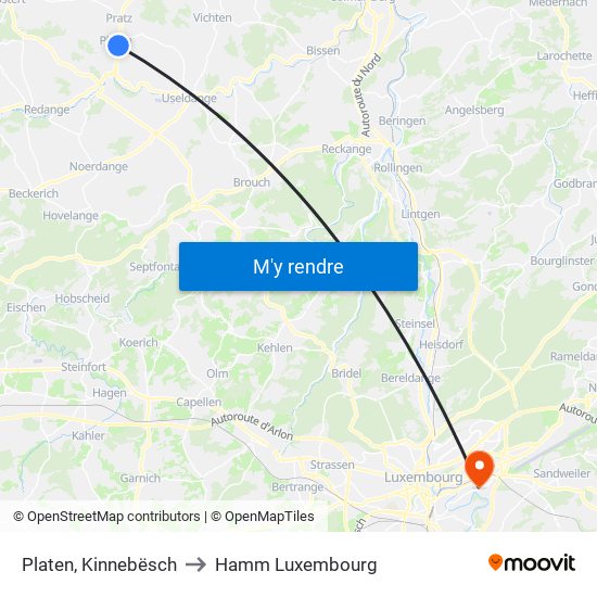 Platen, Kinnebësch to Hamm Luxembourg map