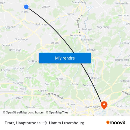 Pratz, Haaptstrooss to Hamm Luxembourg map