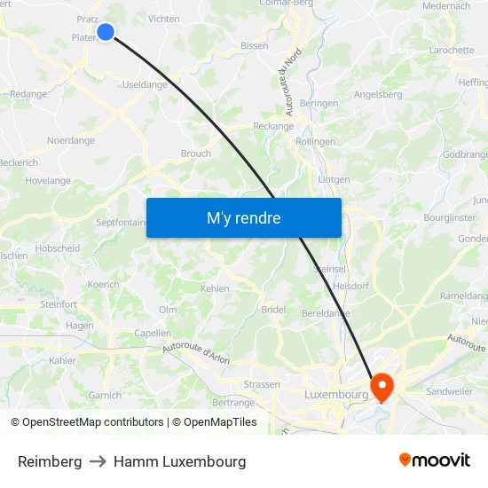 Reimberg to Hamm Luxembourg map