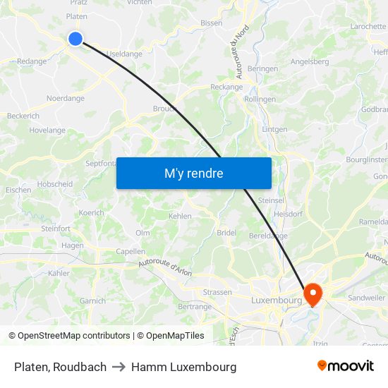 Platen, Roudbach to Hamm Luxembourg map