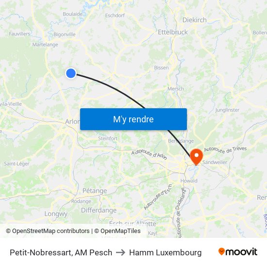 Petit-Nobressart, AM Pesch to Hamm Luxembourg map