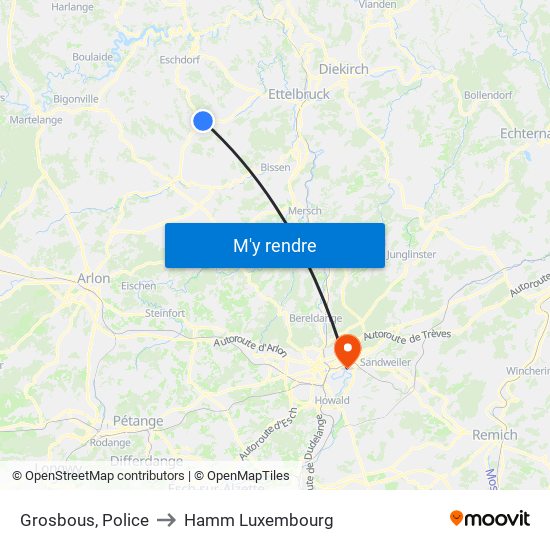 Grosbous, Police to Hamm Luxembourg map