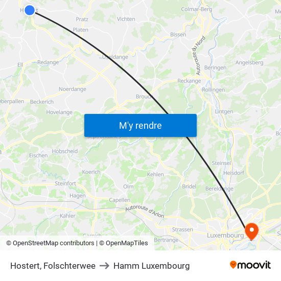Hostert, Folschterwee to Hamm Luxembourg map