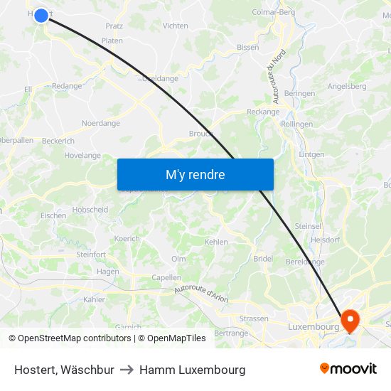 Hostert, Wäschbur to Hamm Luxembourg map