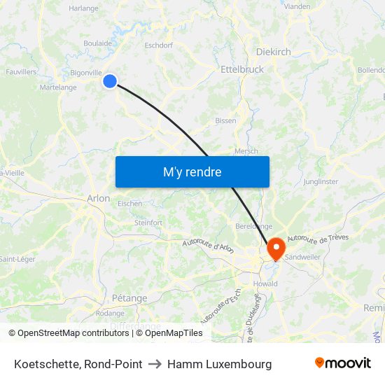 Koetschette, Rond-Point to Hamm Luxembourg map