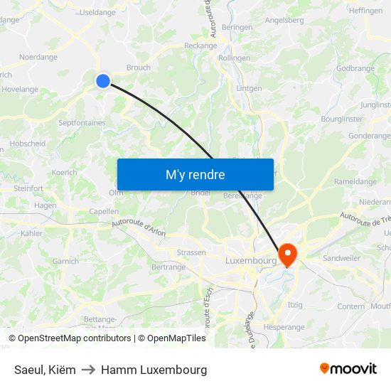 Saeul, Kiëm to Hamm Luxembourg map