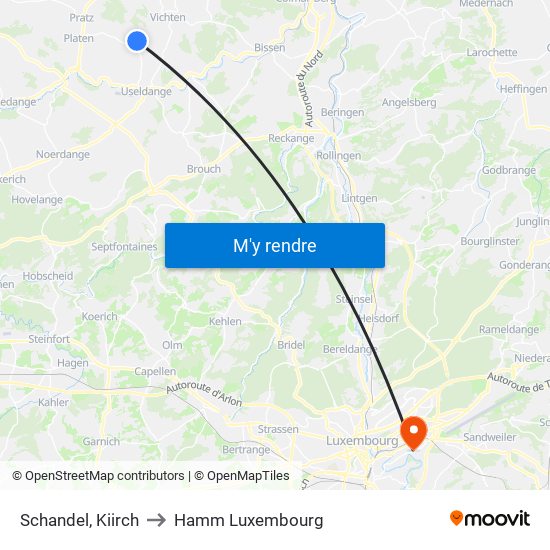 Schandel, Kiirch to Hamm Luxembourg map