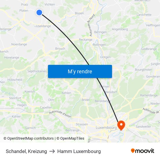 Schandel, Kreizung to Hamm Luxembourg map