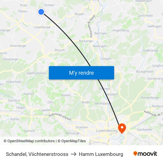 Schandel, Viichtenerstrooss to Hamm Luxembourg map