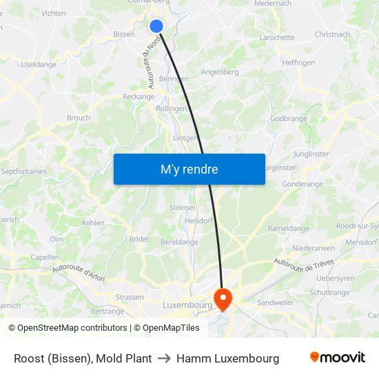 Roost (Bissen), Mold Plant to Hamm Luxembourg map