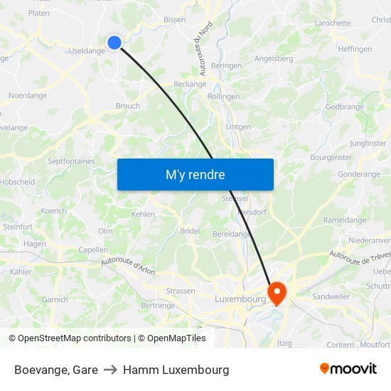 Boevange, Gare to Hamm Luxembourg map