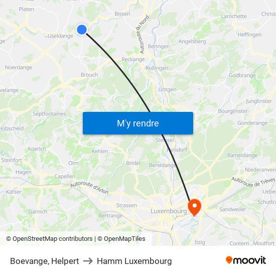 Boevange, Helpert to Hamm Luxembourg map