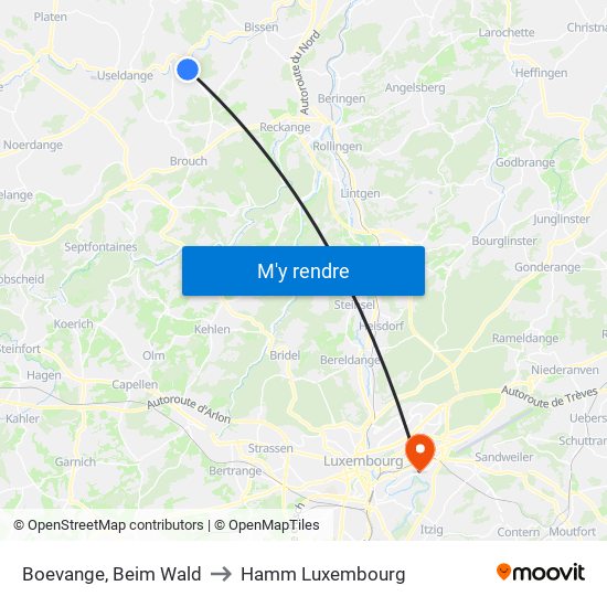 Boevange, Beim Wald to Hamm Luxembourg map
