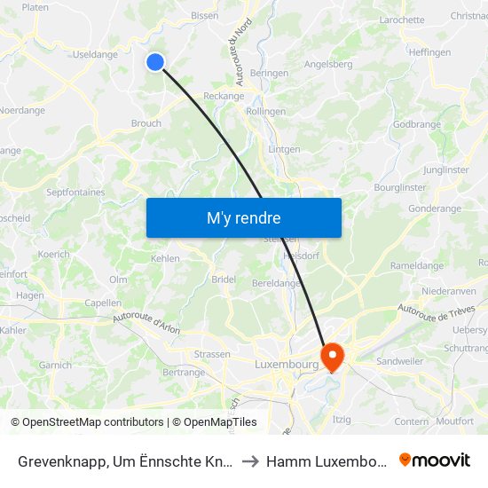 Grevenknapp, Um Ënnschte Knapp to Hamm Luxembourg map