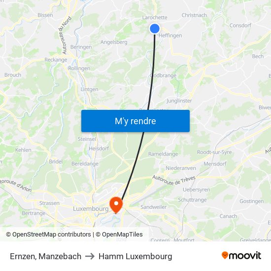 Ernzen, Manzebach to Hamm Luxembourg map