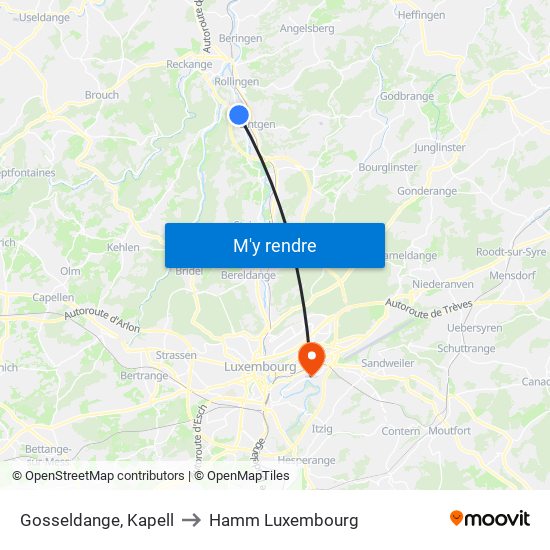 Gosseldange, Kapell to Hamm Luxembourg map