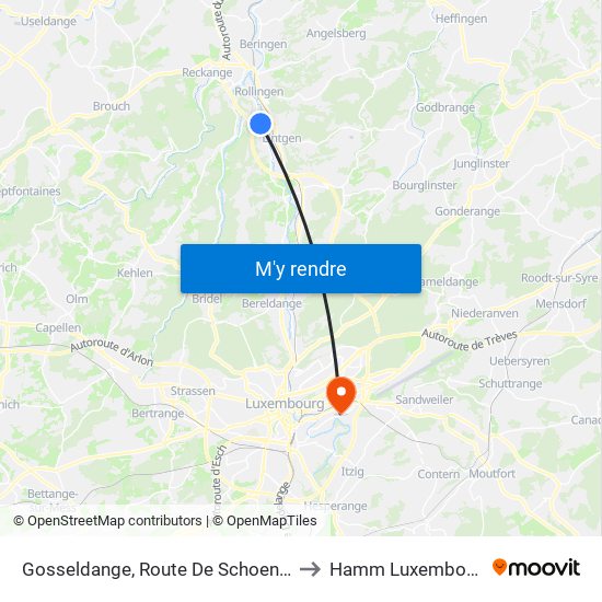 Gosseldange, Route De Schoenfels to Hamm Luxembourg map
