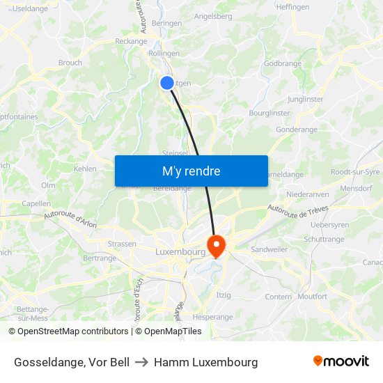 Gosseldange, Vor Bell to Hamm Luxembourg map