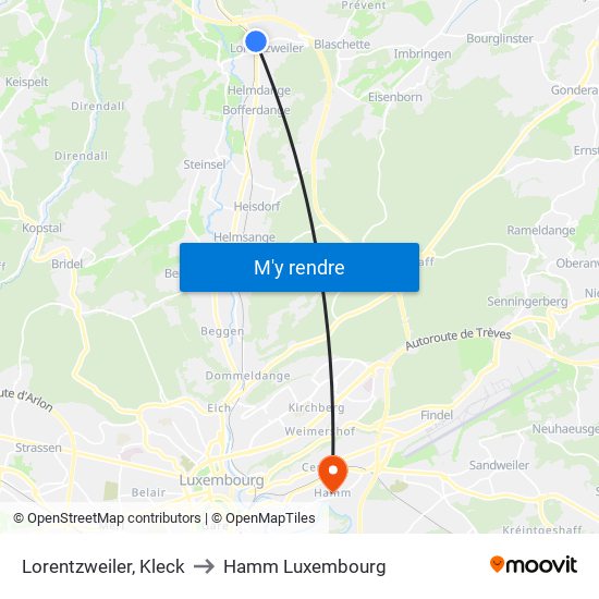 Lorentzweiler, Kleck to Hamm Luxembourg map