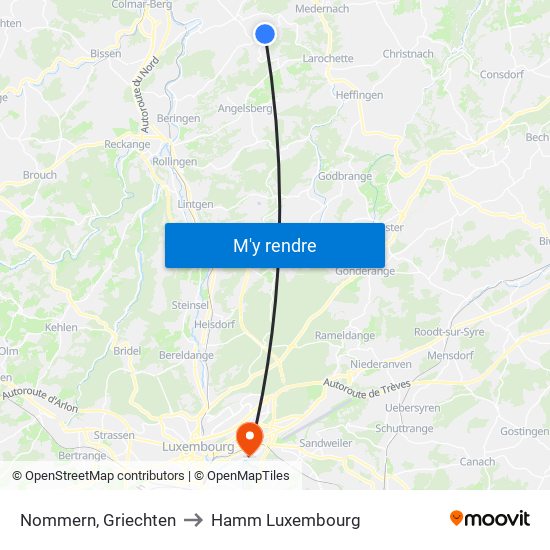 Nommern, Griechten to Hamm Luxembourg map