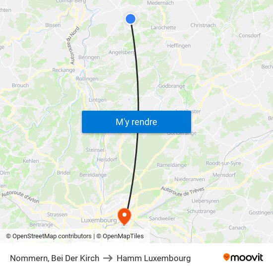 Nommern, Bei Der Kirch to Hamm Luxembourg map