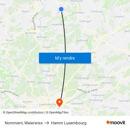 Nommern, Weierwiss to Hamm Luxembourg map