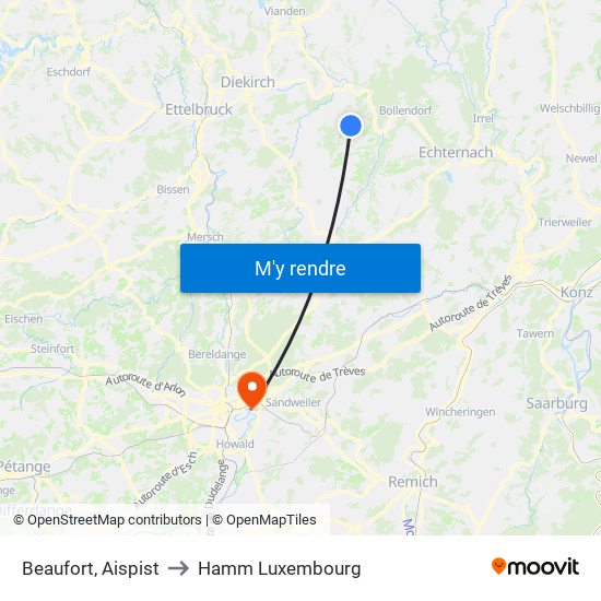 Beaufort, Aispist to Hamm Luxembourg map
