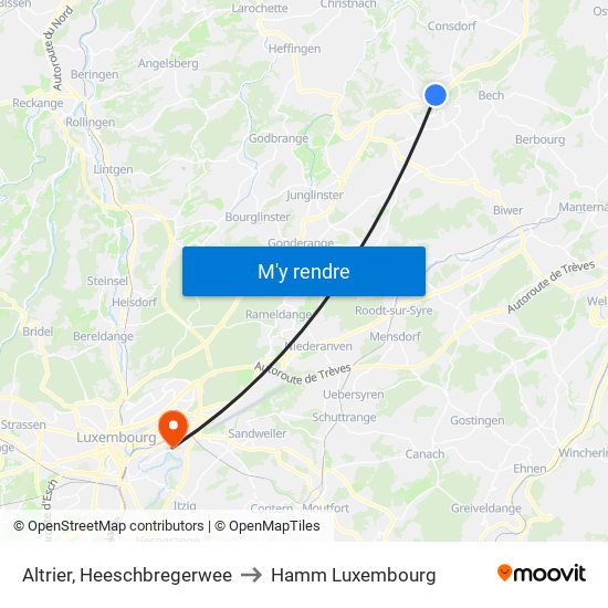 Altrier, Heeschbregerwee to Hamm Luxembourg map