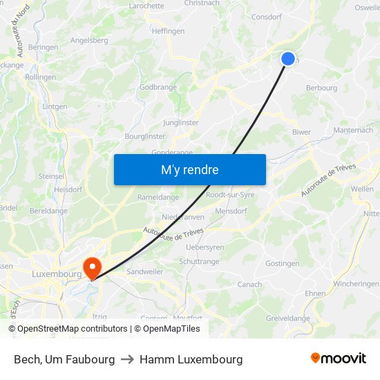 Bech, Um Faubourg to Hamm Luxembourg map