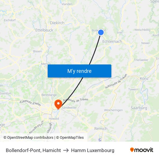 Bollendorf-Pont, Hamicht to Hamm Luxembourg map