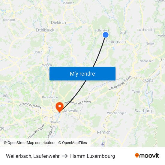 Weilerbach, Laufenwehr to Hamm Luxembourg map